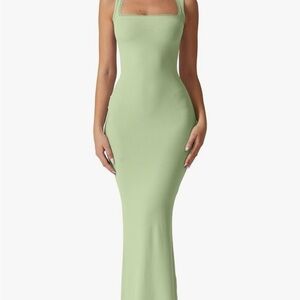 Qinsen Green Maxi Dress